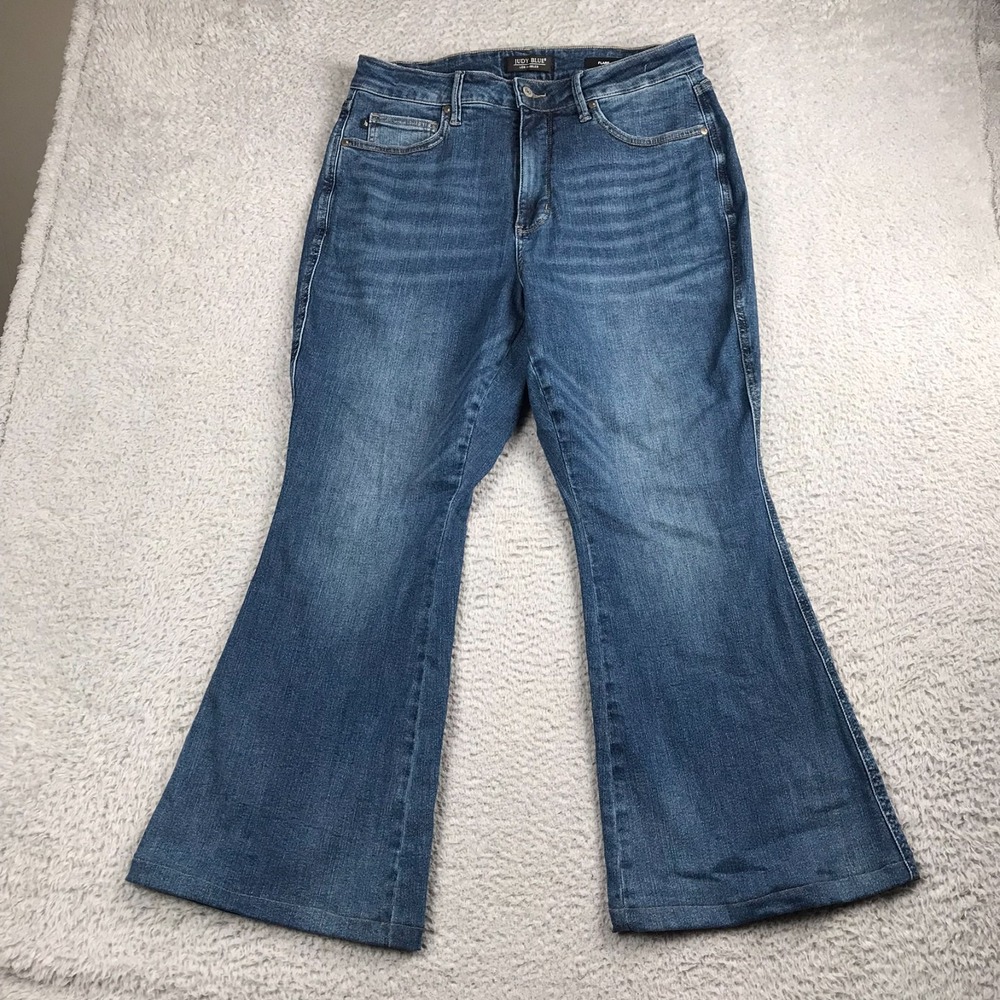 Judy Blue Flare Jeans Womens 16W (34x27) High Waist Stretch Retro Bell Bottom